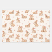 Süßes Häschen Rosa Blumenmuster Geschenkpapier Set (Vorderseite 3)