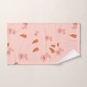 Süßes Häschen und Karottenmuster Badhandtuch Set (Handtuch)