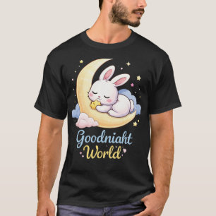 Süßes Haselmond Gute-Nacht-Welt Cartoon-Design T-Shirt