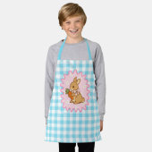 Süßes Hasen-Karotten- und Gänseblümchen-Gingham Schürze (Getragen)