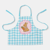 Süßes Hasen-Karotten- und Gänseblümchen-Gingham Schürze (Vorderseite)