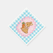 Süßes Hasen-Karotten- und Gänseblümchen-Gingham Serviette (Ecke)