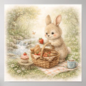 Süßes Hasen-Picknick Waldkind Poster (Vorne)