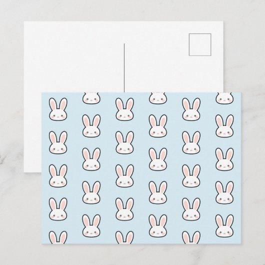 Süßes Hasengesicht-Hasenmuster Postkarte (Vorne/Hinten)