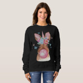 Süßes Hasengesicht mit Bubble-Gum-Einhorn Frohe Os Sweatshirt (Vorne ganz)