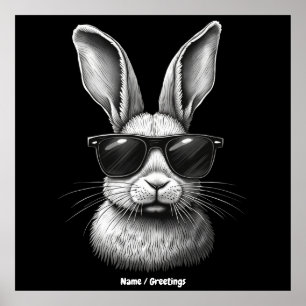 Süßes Hasengesicht mit Sonnenbrille für Kinder Poster