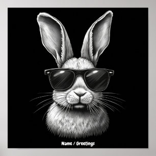 Süßes Hasengesicht mit Sonnenbrille für Kinder Poster