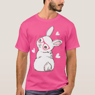 Süßes Hasengesicht Rosa Herz Blumen Brille Ostern T-Shirt