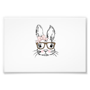 Süßes Hasengesicht-Shirt Leopardendruck-Brille OST Fotodruck