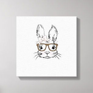 Süßes Hasengesicht-Shirt Leopardendruck-Brille OST Leinwanddruck