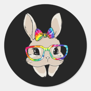 Süßes Hasengesicht Tie Dye Brille Ostertag Kinder  Runder Aufkleber