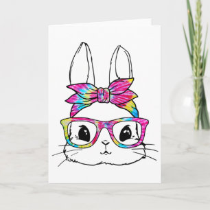 Süßes Hasengesicht Tie Dye Ostertag Gles Kopf Rab Karte