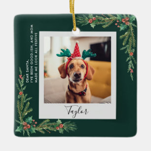 Süßes Haustier-Foto-Skript Lustiger Hund Weihnacht Keramikornament