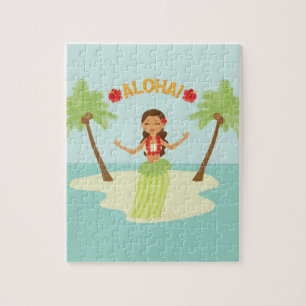 Süßes Hawaianisches Luau-Hula-Mädchen-Puzzle Puzzle