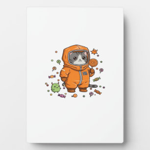 Süßes Hazmat-Katze Halloween Süßigkeiten Monster S Fotoplatte