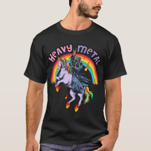 Süßes Heavy-Metal-Regenbogen-Einhorn-Cartoon T-Shirt