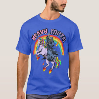 Süßes Heavy Metal Regenbogen Einhorn Cartoon vinta T-Shirt