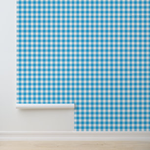 Süßes hellblaues Gingham-Muster Peel und Stick Tapete