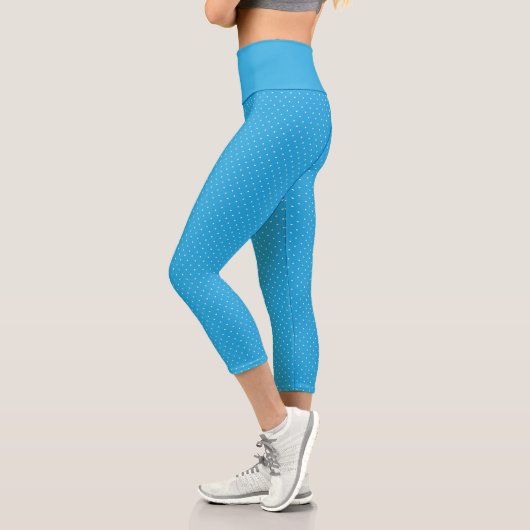 Süßes hellblaues Tupfenmuster Capri Leggings (Links)