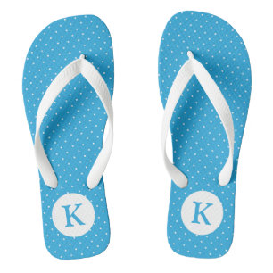 Süßes Hellblaues Tupfenmuster Monogramm Badesandalen