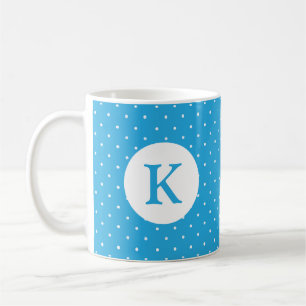 Süßes Hellblaues Tupfenmuster Monogramm Kaffeetasse