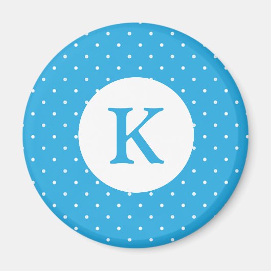 Süßes Hellblaues Tupfenmuster Monogramm Magnet (Vorne)