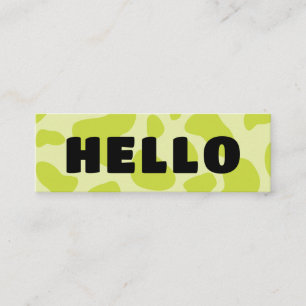 Süßes HELLO Kuhdruck Schwarz Salbei und Limettengr Mini Visitenkarte