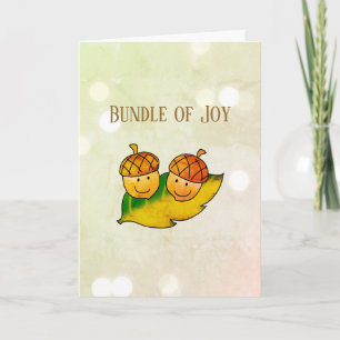 Süßes Herbst-Eichel-Bundle-of-Joy-Zwillinge-Baby-P Karte