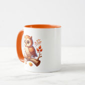 Süßes Herbst-Saison-Eulen-Monogramm Tasse (Vorderseite Links)