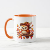 Süßes Herbst-Saison-Eulen-Monogramm Tasse (Links)