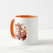 Süßes Herbst-Saison-Eulen-Monogramm Tasse (Vorderseite Links)