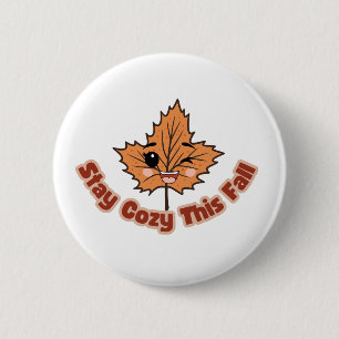 Süßes Herbstblatt Bleib diesen Herbst gemütlich Button