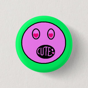 SÜßES Herz Augen Emoji Pastell Pixel Art Button