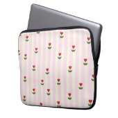 Süßes Herz-Blumenmuster – Sanft rosa gestreift Laptopschutzhülle (Vorderseite Links)