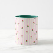 Süßes Herz-Blumenmuster – Sanft rosa gestreift Tasse (Zentrum)