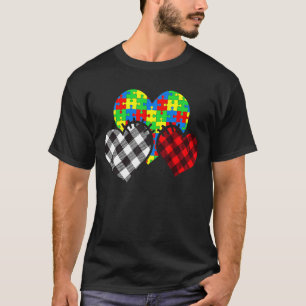 Süßes Herz Büffel Karo Herz Puzzleteil Autismus T-Shirt