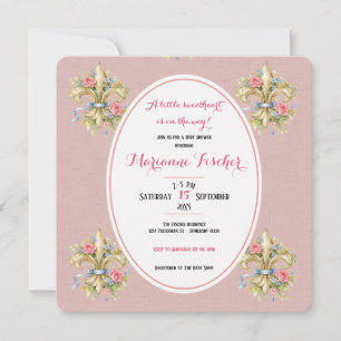 Süßes Herz Fleur de Lys Baby Shower Einladung