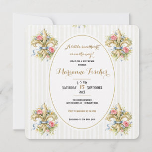 Süßes Herz Fleur de Lys Baby Shower Einladung