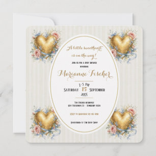 Süßes Herz Fleur de Lys Baby Shower Einladung