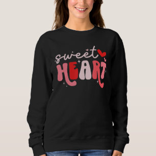Süßes Herz Groovy Retro Frohen Valentinstag Cou Sweatshirt