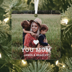 Süßes HERZ LIEBE DICH MUTTER Muttertags-Foto Ornament Aus Metall