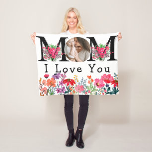 Süßes HERZ LIEBE DICH MUTTER Muttertagsfoto Fleecedecke