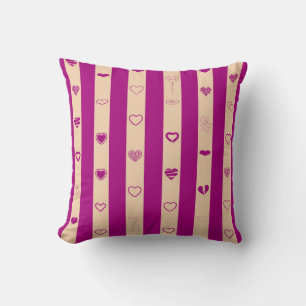 Süßes Herz Modern Royal Fuchsia Streifen Kissen