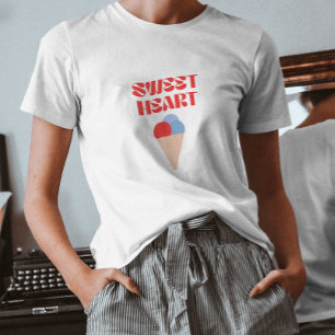 süßes Herz moderne Typografie rote schöne Eiscreme T-Shirt