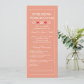 Süßes Herz Pfirsich Hochzeitsprogramm Programm (Stehend Vorderseite)