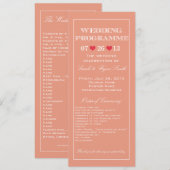 Süßes Herz Pfirsich Hochzeitsprogramm Programm (Vorne/Hinten)
