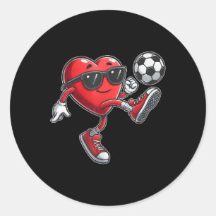 Süßes Herz spielt Fußball Valentinstag Fußball Bo Runder Aufkleber