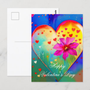 Süßes Herz- und Blumen-Valentinstag Postkarte