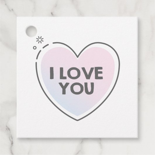 Süßes Herz und "ich liebe dich" Text Geschenkanhänger (Vorderseite)