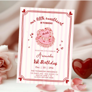 Süßes Herz Valentins Handgezeichneter Geburtstag Einladung